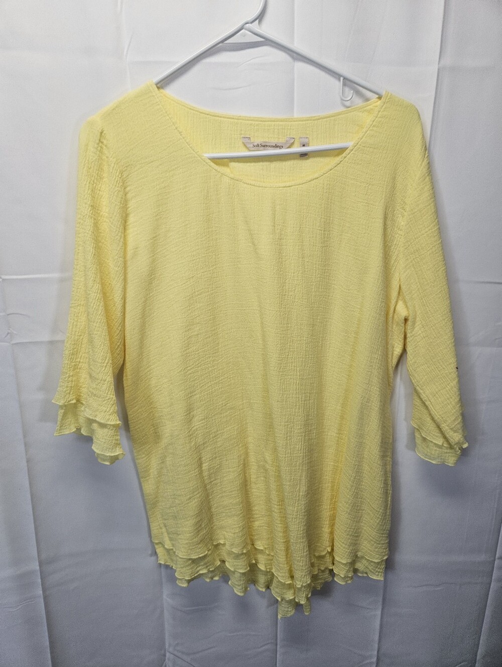 Soft Surroundings Lemon Yellow Textured Scoop-Neck Tunic